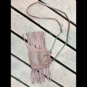 Fringed leather purse
